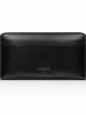 MARGOT NY Gabby Leather Zip-Around Large Black Wallet